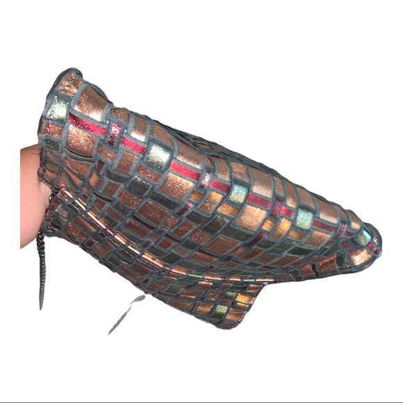 Woven leather multicolor crossbody purse chain strap - Picture 8 of 9